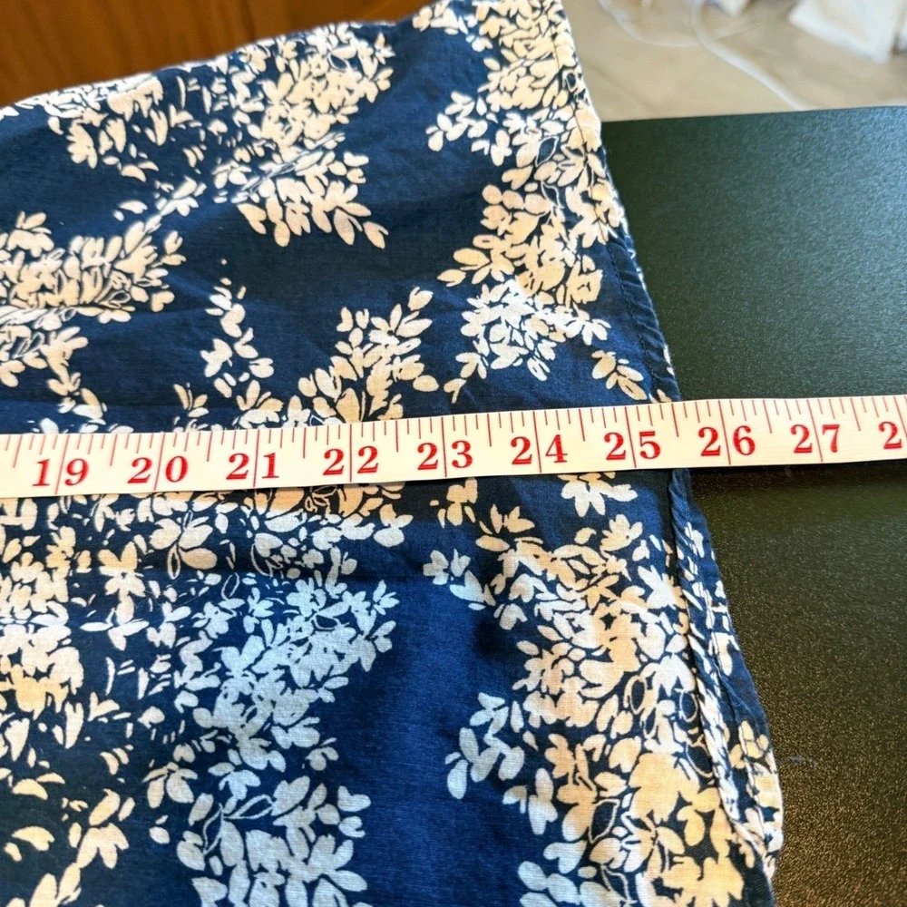 Abercrombie Fitch Size Xl Women Jade Blue‎ White Floral Print 3/4 Sleeve Boho